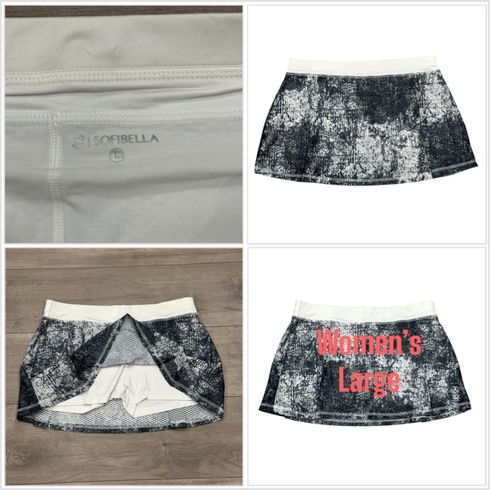 Women’s SofiBella Large 12 - 14 Skort Attached Short Skirt Gray Golf Stretch